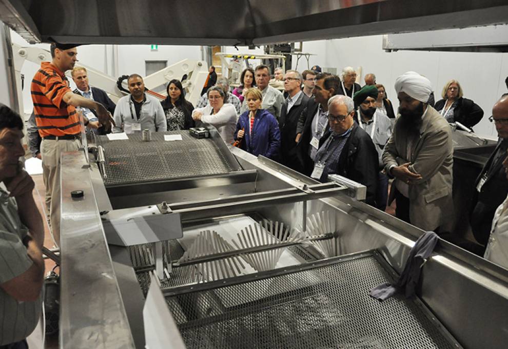 Tour participants learned about the manufacturing line for Hardbite chips at Heppell’s Potato Corporation, Surrey, B.C.