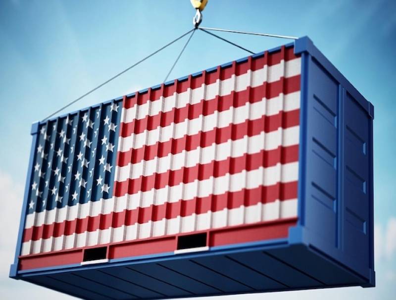 Container with american flag